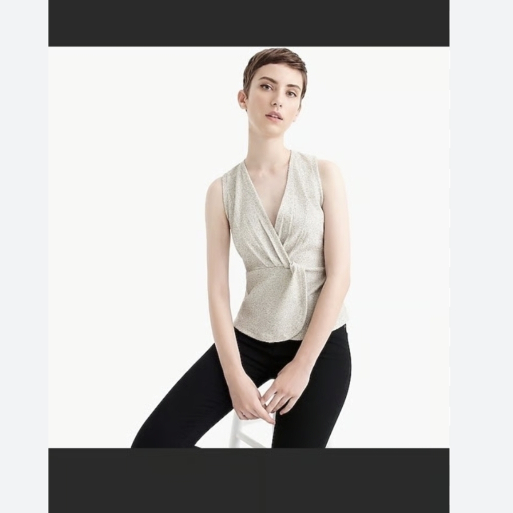 J. Crew Pink Boucle Wrap Top